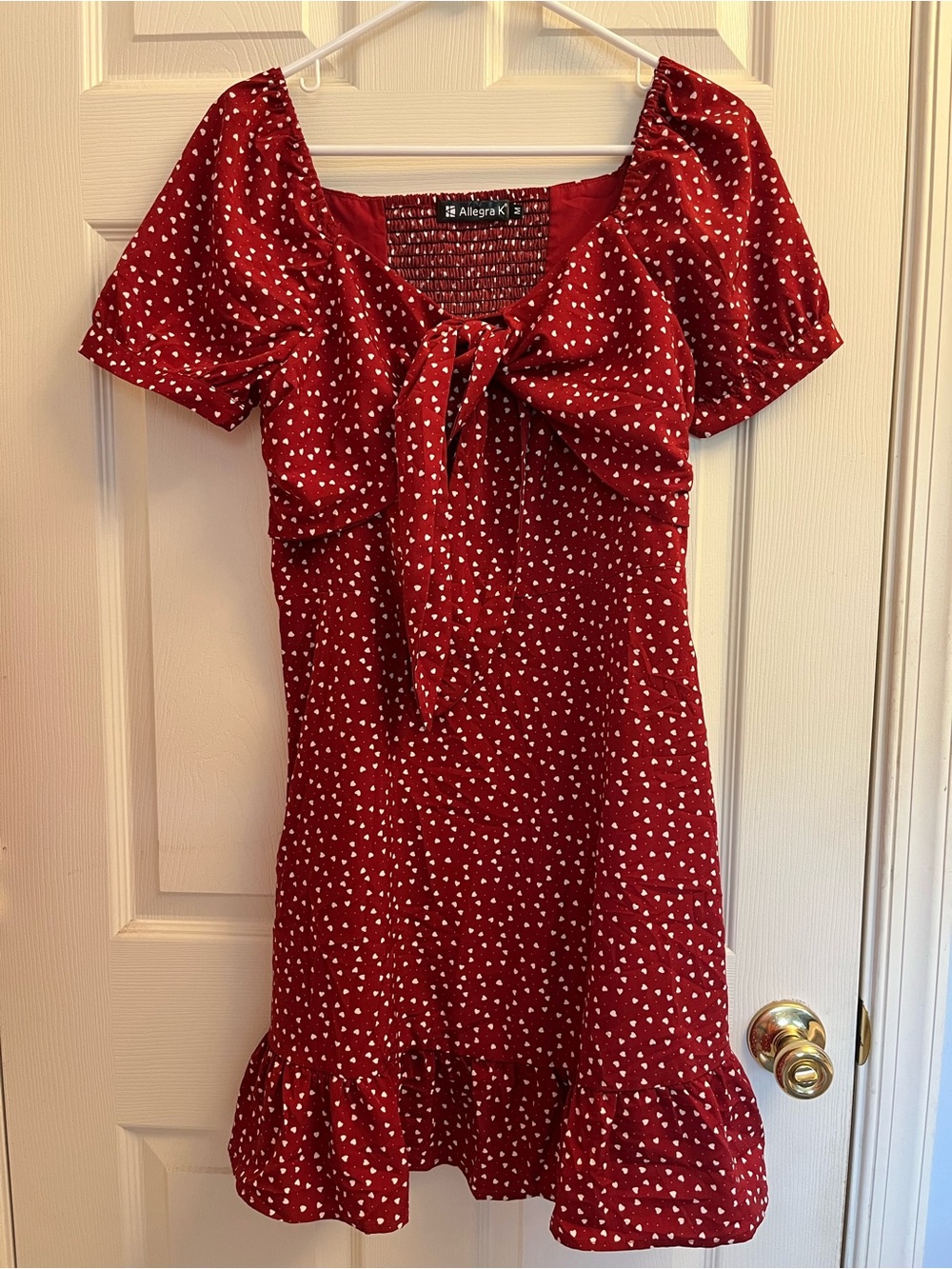 #20 Allegra K Women’s Red Heart Tie-Front Dress Medium